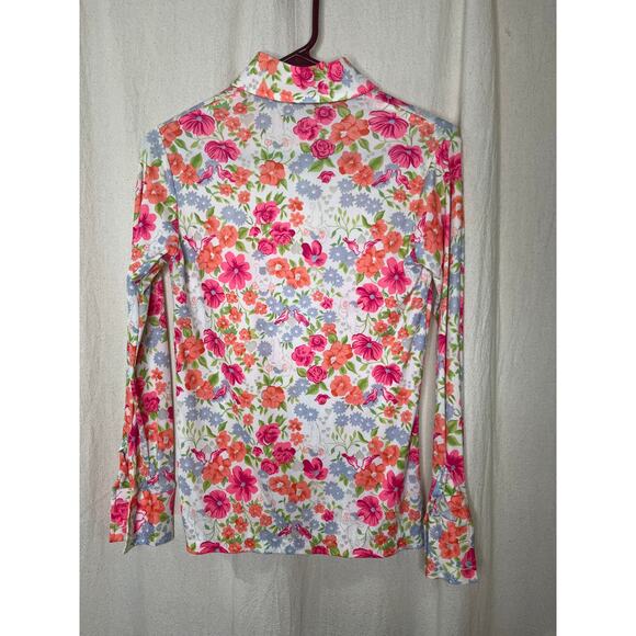 1970s Love Birds Floral Saturday Night Fever Disco Maximalist Dagger Shirt S - Picture 4 of 4